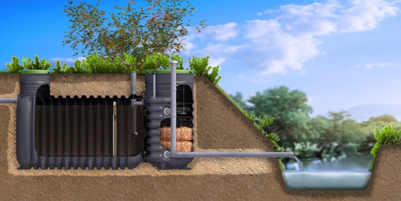 Пречиствателна станция EasyCompact - гравитачен изход на пречистената вода